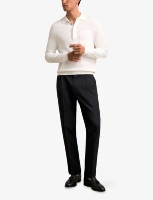 REISS: Complex Side-Adjuster Tapered-Leg Woven Trousers