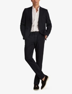 Reiss Mens Gerrard Slim-fit Straight-leg Stretch-jersey Trousers Navy