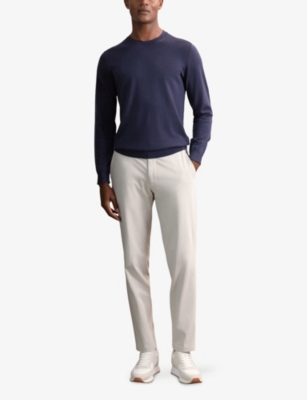 REISS: Split Tie-Waist Straight-Leg Stretch-Jersey Trousers