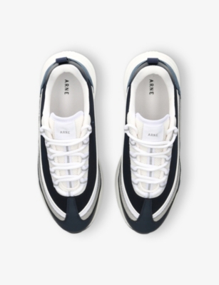 ARNE: Technical Wave Runner Leather Suede and Mesh Trainers