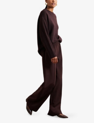 REISS: Robyn Elasticated-Waist Wide-Leg Stretch-Woven Trousers