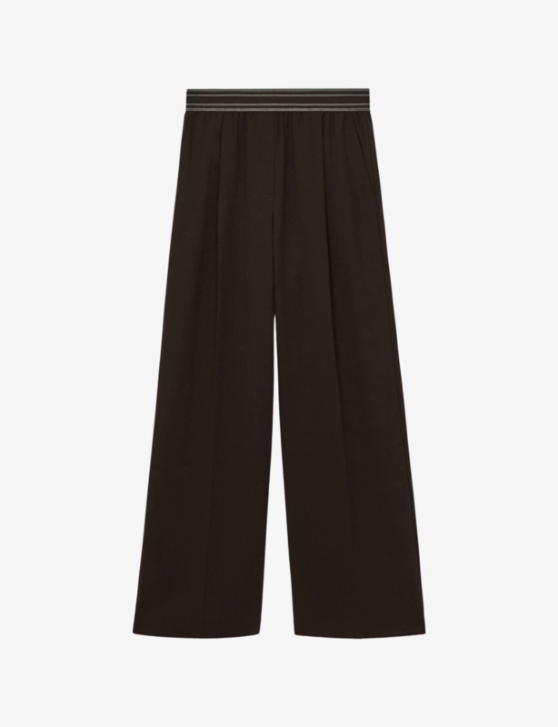 Contrast-Waist Wide-Leg Stretch-Woven Trousers