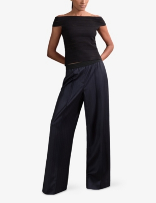REISS: Neave Pinstripe Wide-Leg Stretch Wool-Blend Trousers
