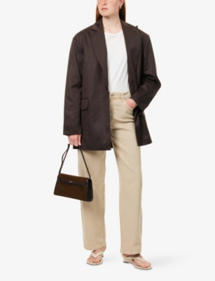 Represent Womens Crimp Single-breasted Woven Blazer Black Coffee