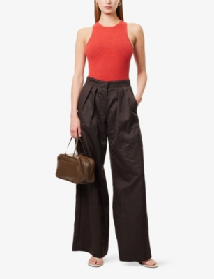 Represent Womens Black Coffee Crimp Wide-leg Woven Trousers