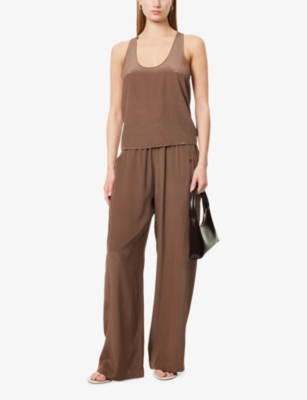Represent Womens Mirage Scoop-neck Silk Vest Coffee Quartz