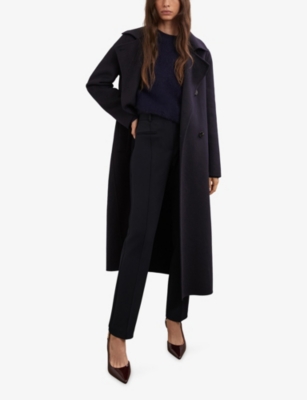 Reiss Womens Navy Norla Tapered-leg Stretch-woven Trousers In Blue
