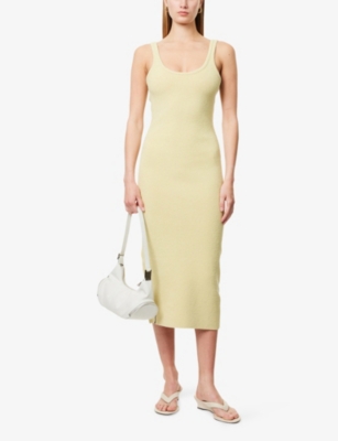Represent Womens Tour Shoulder-straps Stretch-woven Midi Dress Buttermilk/seedling
