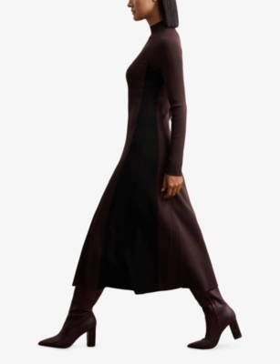 REISS: Zaya Mock-Neck Stretch-Knit Midi Dress