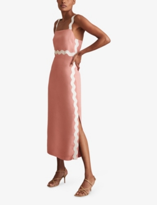 REISS: Asher Wave-Trim Crepe Midi Dress