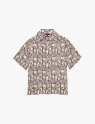 REISS: Waver Wave-Pattern Woven shirt