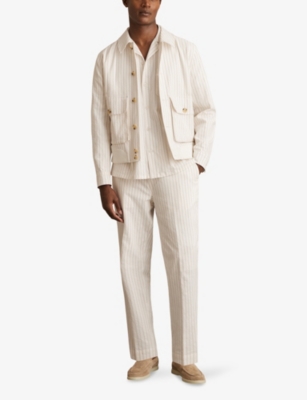 REISS: Easton Striped Stretch Cotton-Blend Shirt