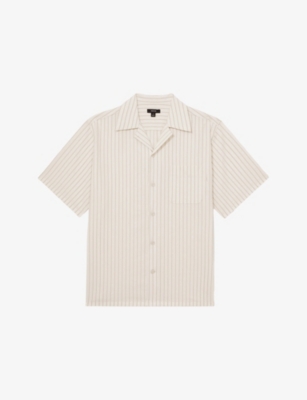 REISS: Easton Striped Stretch Cotton-Blend Shirt