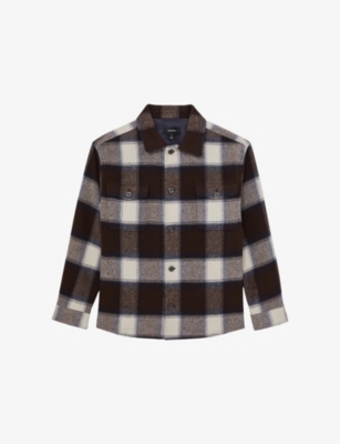 REISS: McFadden Checked Wool-Blend Overshirt