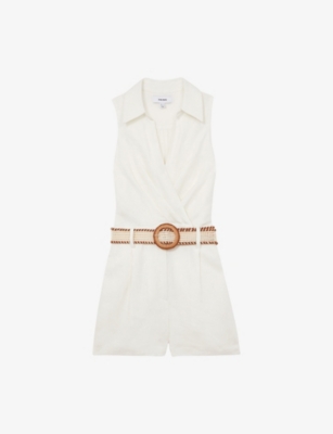 REISS: Mila Belted Linen Playsuit