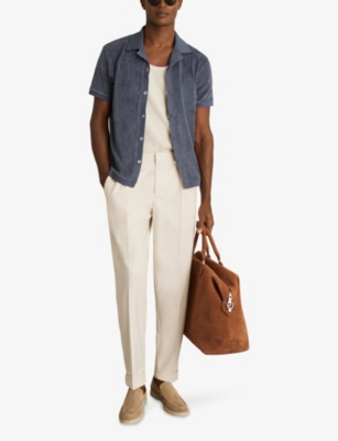 REISS: Eden Cuban-Collar Short-Sleeve Towelling Shirt