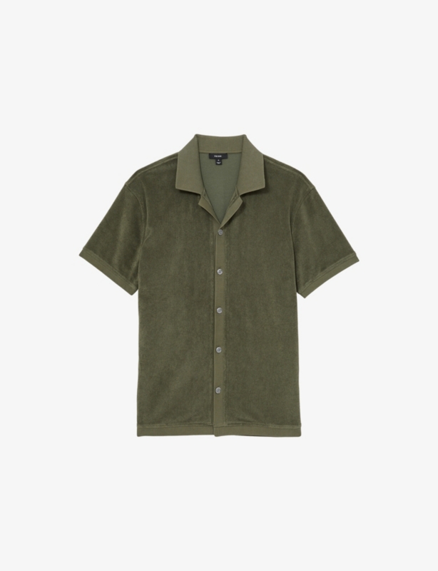 Eden Cuban-Collar Short-Sleeve Towelling Shirt