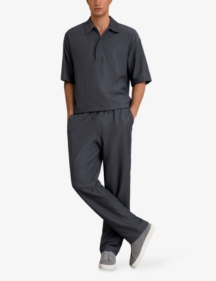 REISS: Tobi Short-Sleeved Stretch-Woven Polo Shirt