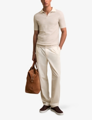 REISS: Hall Knitted Cotton-Blend Polo Shirt