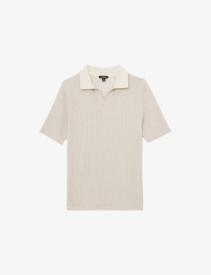 REISS: Hall Knitted Cotton-Blend Polo Shirt