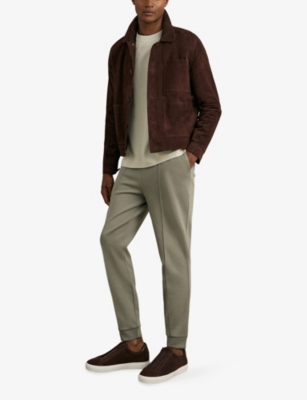 Reiss Mens Dark Sage Green Premier Drawstring-waist Regular-fit Stretch-jersey Jogging Bottoms Xxl In Green