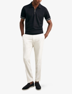 REISS: Zain Short-Sleeved Stretch-Woven Polo Shirt