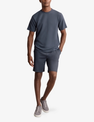 Reiss Mens Airforce Blue Wick Crewneck Short-sleeve Stretch-woven T-shirt In Blue
