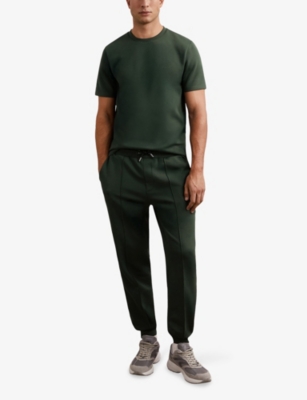 Reiss Mens Dark Sage Green Bradley Crewneck Stretch-jersey T-shirt In Green