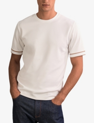 Reiss Mens White Oscar Short-sleeved Stretch-woven T-shirt In White