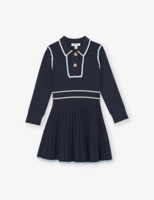 Reiss Girls' Freya Piped Knitted Dress - Little Kid, Big Kid In Blue