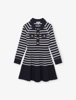 Reiss Girls' Sapna Striped Knitted Dress - Little Kid, Big Kid In Black
