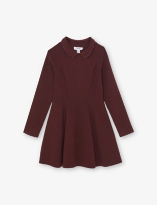 Reiss Berry 9-13 Yrs Embellished Collar Knitted Dress In Purple