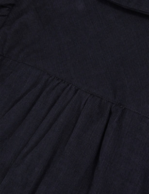 Reiss Navy Lyra Long-sleeve Corduroy Dress 9-13 In Black