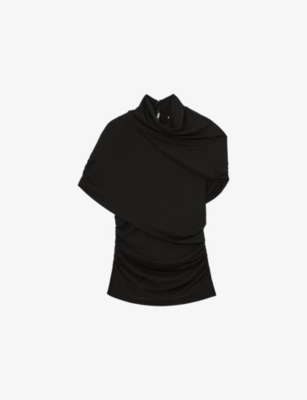 REISS: Zuri Draped Stretch-Jersey Top