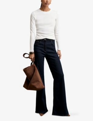 REISS: Tessa Ruched Stretch-Cotton Top