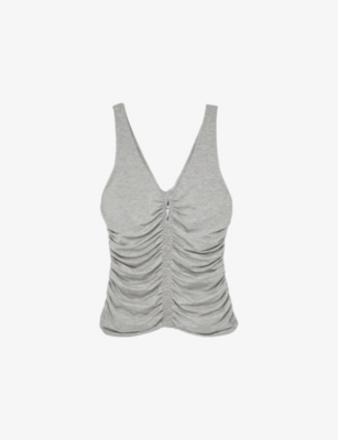 Reiss Womens Silver Grey Vinny Ruched Stretch-jersey Vest