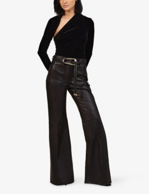 REISS: Kassia Cut-Out Stretch-Velvet Top