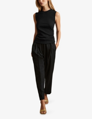 REISS: Trudy Ruched Stretch-Cotton Vest Top