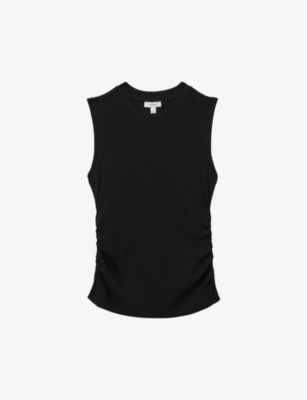 REISS: Trudy Ruched Stretch-Cotton Vest Top