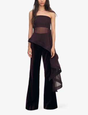 REISS: Draped-Hem Strapless Silk Corset Top