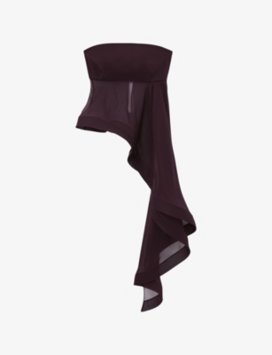 REISS: Draped-Hem Strapless Silk Corset Top