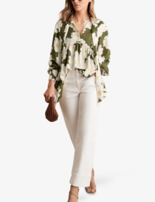 REISS: Delilah Floral-Print Woven Blouse
