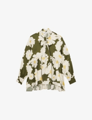 REISS: Delilah Floral-Print Woven Blouse