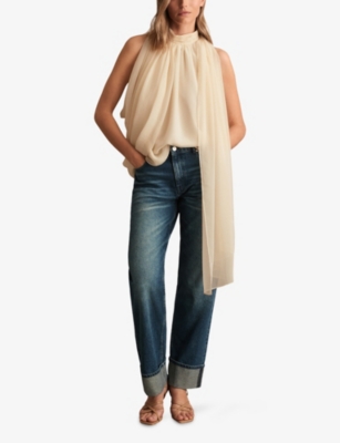 REISS: Fi High-Neck Chiffon Top