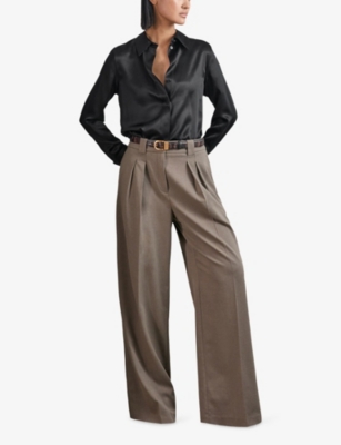 REISS: Ameira Concealed-Placket Long-Sleeve Silk Shirt