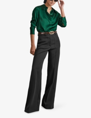 REISS: Ameira Concealed-Placket Long-Sleeve Silk Shirt