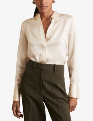 REISS: Ameira Concealed-Placket Long-Sleeve Silk Shirt