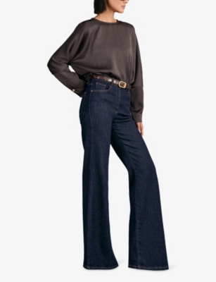 REISS: Natalia Button-Back Relaxed-Fit Satin Top