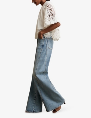 REISS: Carina Embroidered Linen Top