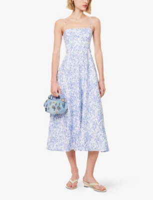 REFORMATION: Monette Floral-Print Linen Midi Dress